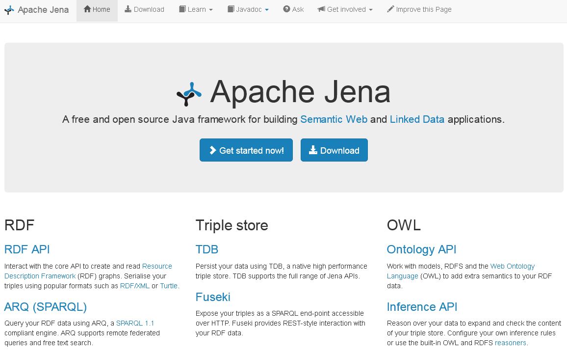 Screenshot der Startseite von Apache Jena