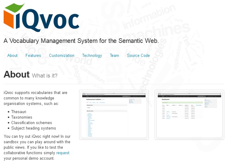 Screenshot der Startseite von iQvoc