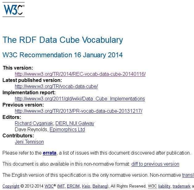 Screenshot der Projektseite von RDF Data Cube